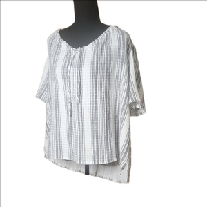 Anne Klein Striped White and Black Top, Size XL